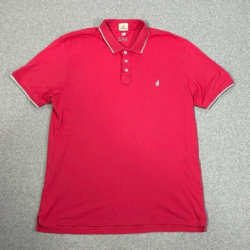 Johnnie-O Men Polo Shirt Size Large Red Short Sleeve Summer Performance Golf Top